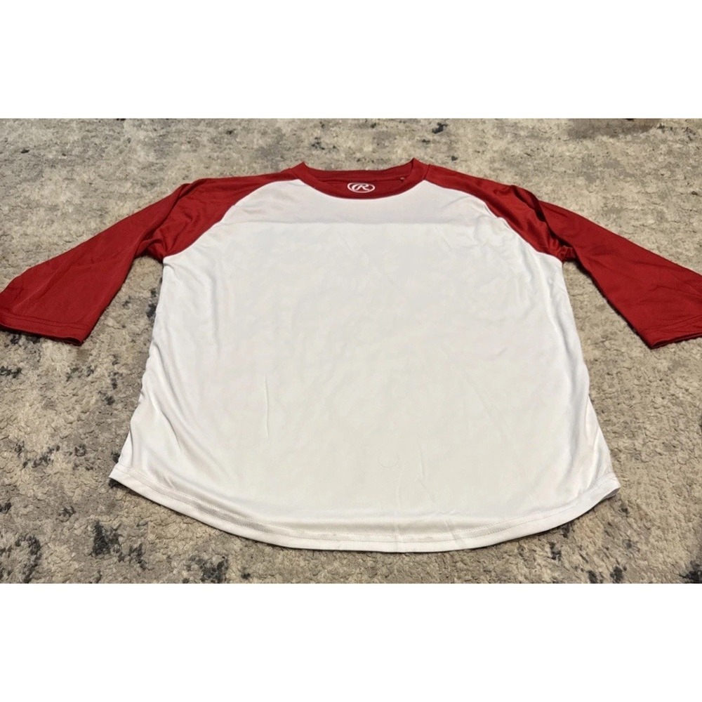 Rawlings 3/4 Sleeve Baseball Shirt Kids Youth Size Large Red Sleeves New